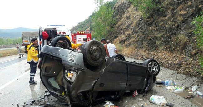 Ankara’da otomobil takla attı: 5 yaralı