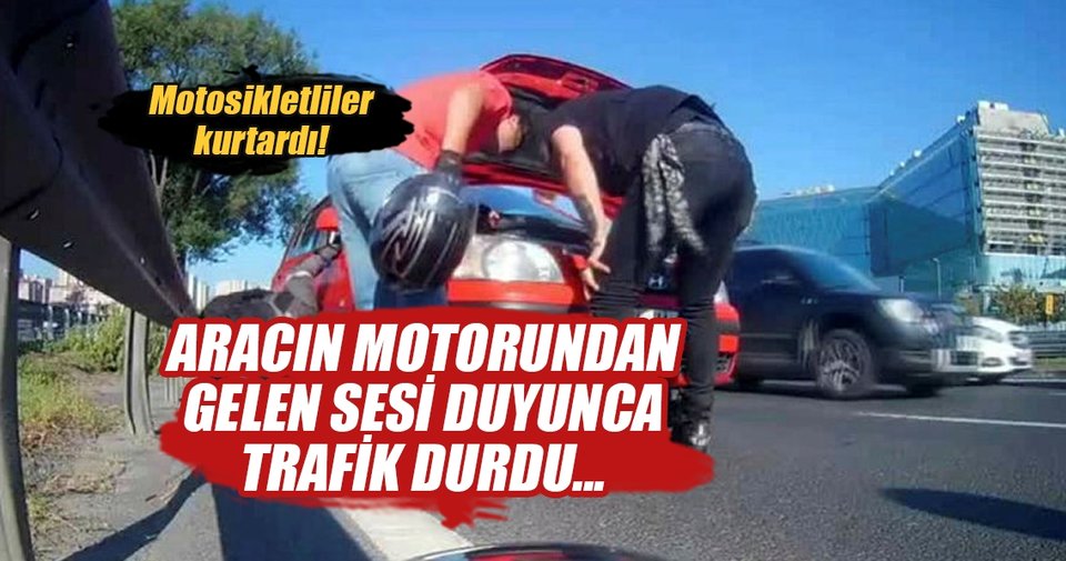 Araç motoruna sıkışan kedi E-5’i birbirine kattı