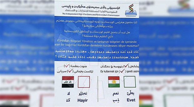 Bağımsızlık referandumu için 3 dilli pusula basıldı