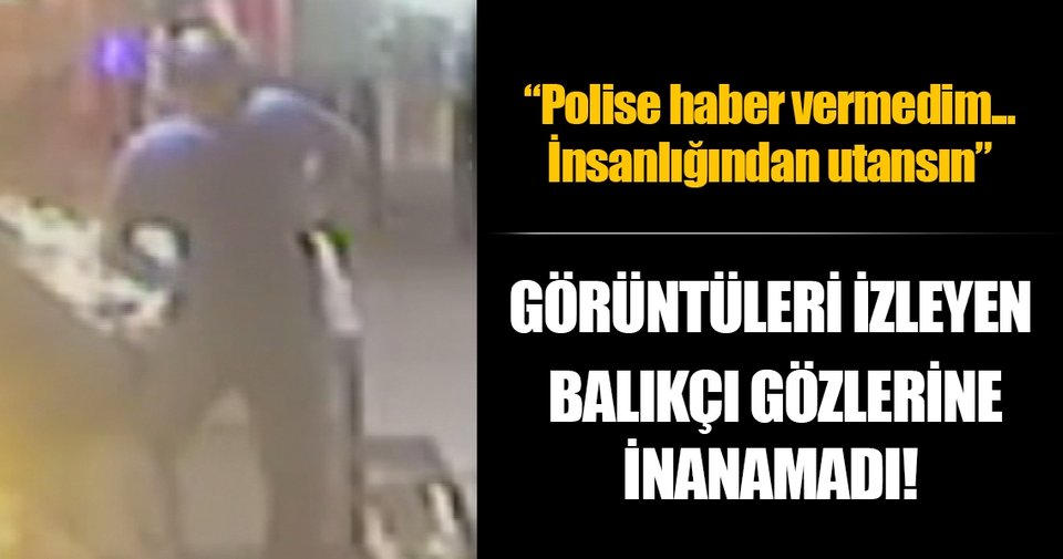 Çaldığı balığı pantolonun içine sakladı
