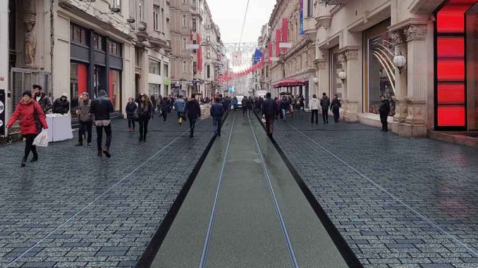 İSTİKLAL CADDESİNE PARKE DÖŞENİYOR