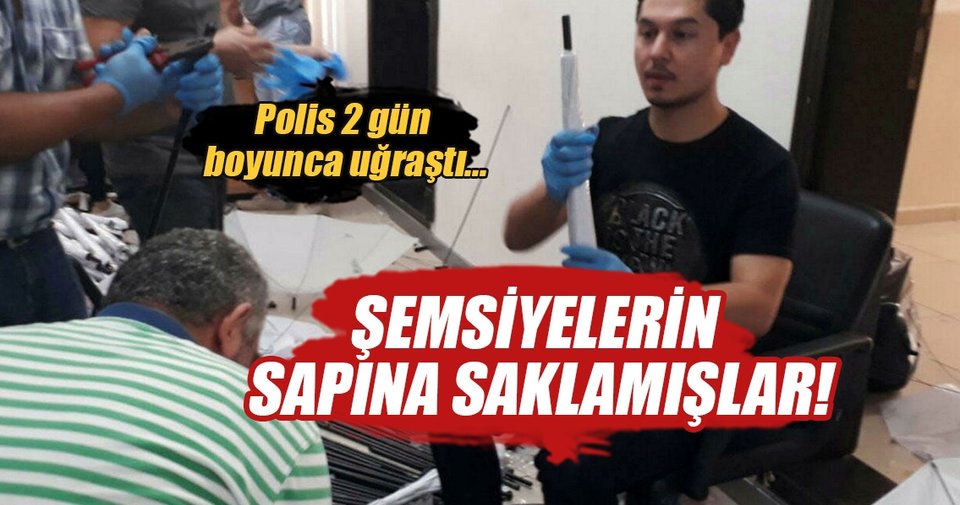 Şemsiye saplarında 100 bin 920 Captagon hap bulundu