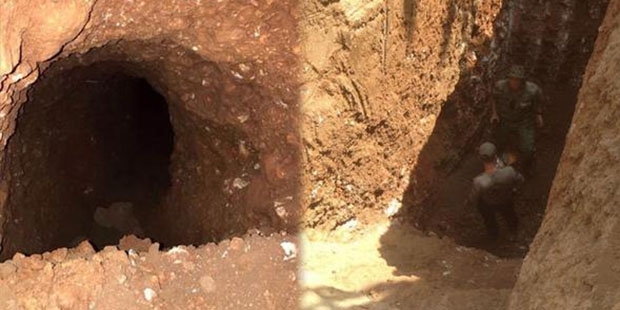 Suriye sınırında PKK'lılara ait tünel bulundu