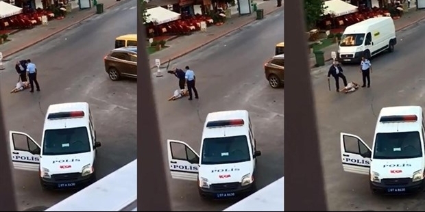 Antalya'da sokak ortasında kadına dayak atan polis tutuklandı