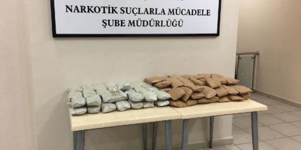 Hayvan taşıyan kamyondan 3 milyon lira değerinde eroin çıktı