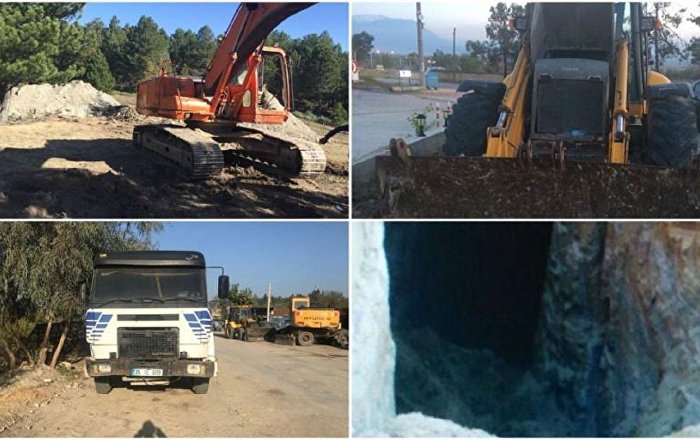 İş makineleriyle tarihi eser aradılar: 8 gözaltı