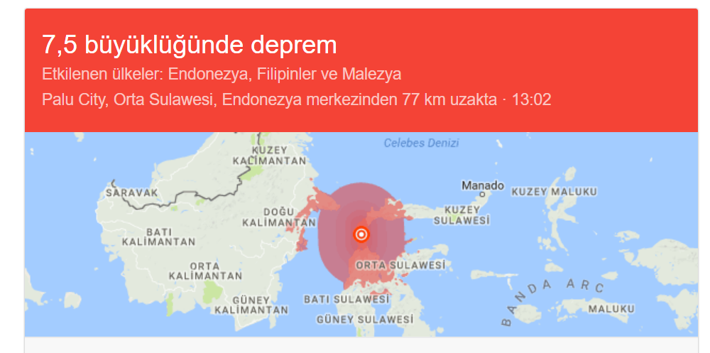ENDONEZYA’DA 7,7 ŞİDDETİNDE DEPREM ARDINDAN TSUNAMİ OLDU