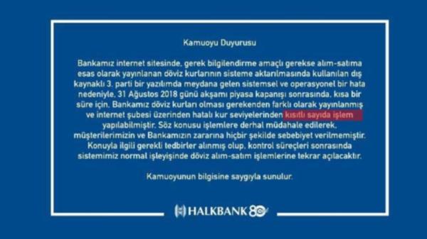 Halkbank Kamuoyu Duyurusu