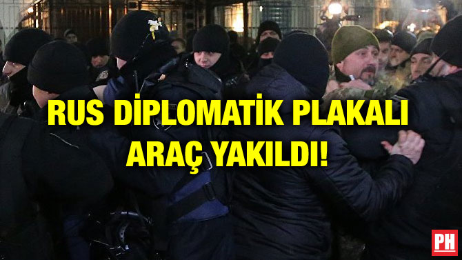 RUS DİPLOMATİK PLAKALI ARAÇ YAKILDI!