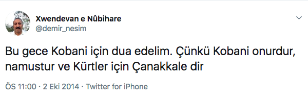 Nesim Demir Kobane Tweeti