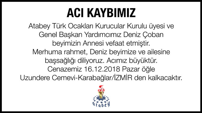 ATABEY TÜRK OCAKLARI BAŞSAĞLIĞI MESAJI