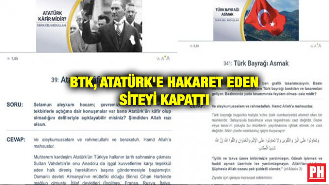 BTK, ATATÜRK’E HAKARET EDEN SİTEYİ KAPATTI