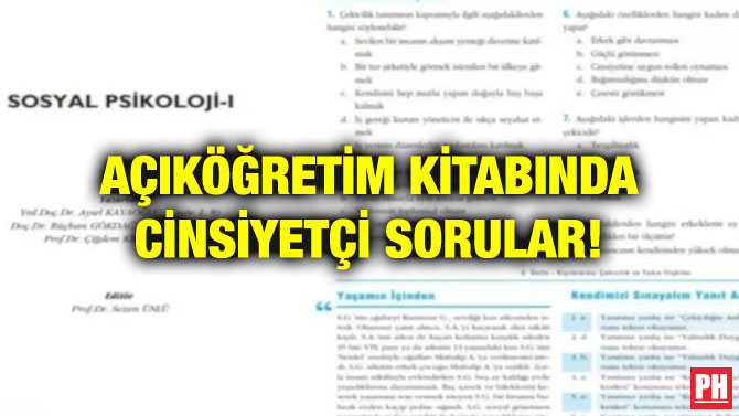 AÇIKÖĞRETİM KİTABINDA CİNSİYETÇİ SORULAR!