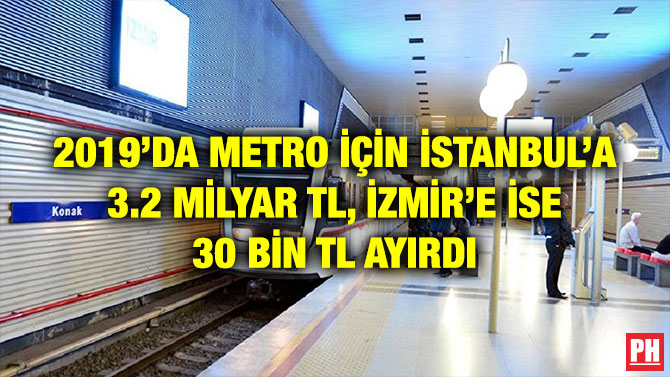 2019’DA METRO İÇİN İSTANBUL’A 3.2 MİLYAR TL, İZMİR’E İSE 30 BİN TL AYIRDI