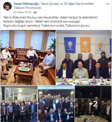 Süleyman Soylu’nun makamında solda kısa tişörtlü olan uyuşturucu kaçakçılığından hapse giren ve halen AKP’de yönetici olan Temel Bektaşoğlu…