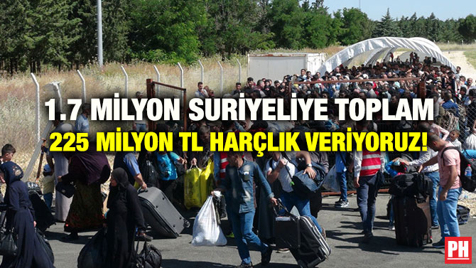 1.7 MİLYON SURİYELİYE TOPLAM 225 MİLYON TL HARÇLIK VERİYORUZ!