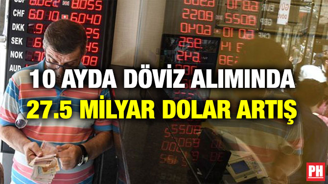 10 AYDA DÖVİZ ALIMINDA 27.5 MİLYAR DOLAR ARTIŞ