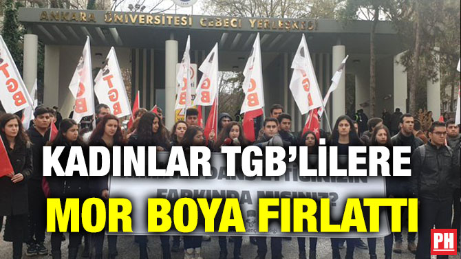 KADINLAR TGB’LİLERE MOR BOYA FIRLATTI