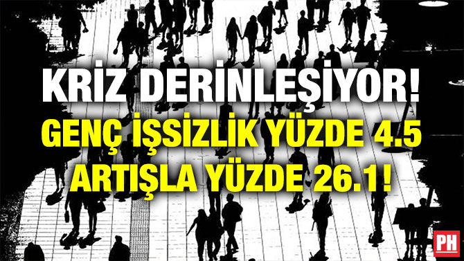 KRİZ DERİNLEŞİYOR! GENÇ İŞSİZLİK YÜZDE 4.5 ARTIŞLA YÜZDE 26.1!