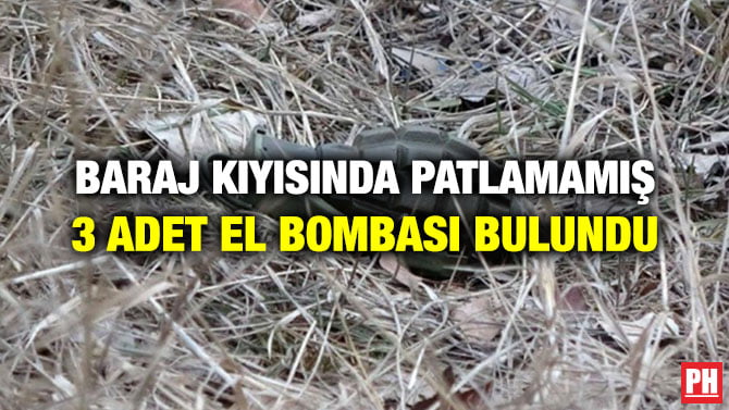 BARAJ KIYISINDA PATLAMAMIŞ 3 ADET EL BOMBASI BULUNDU