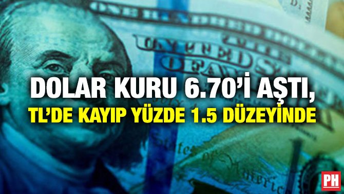 DOLAR KURU 6.70’İ AŞTI, TL’DE KAYIP YÜZDE 1.5 DÜZEYİNDE