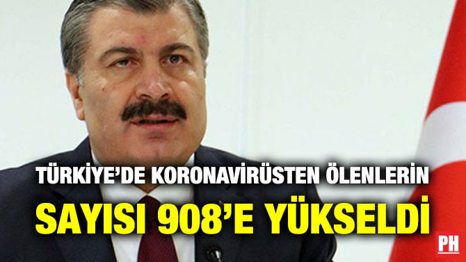 TÜRKİYE’DE KORONAVİRÜSTEN ÖLENLERİN SAYISI 908’E YÜKSELDİ