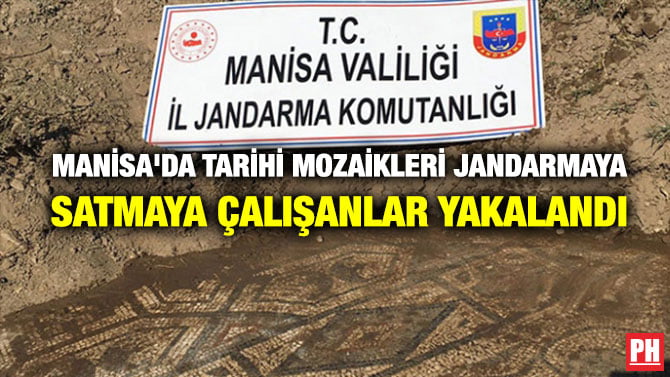 MANİSA’DA TARİHİ MOZAİKLERİ  JANDARMAYA SATMAYA ÇALIŞANLAR YAKALANDI