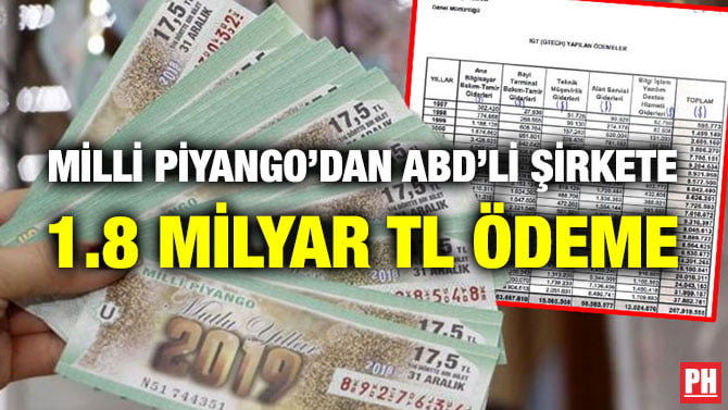 MİLLİ PİYANGO’DAN ABD’Lİ ŞİRKETE 1.8 MİLYAR TL ÖDEME