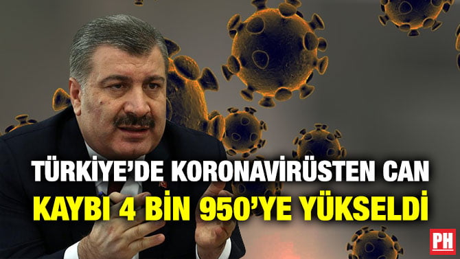 TÜRKİYE’DE KORONAVİRÜSTEN CAN KAYBI 4 BİN 950’YE YÜKSELDİ