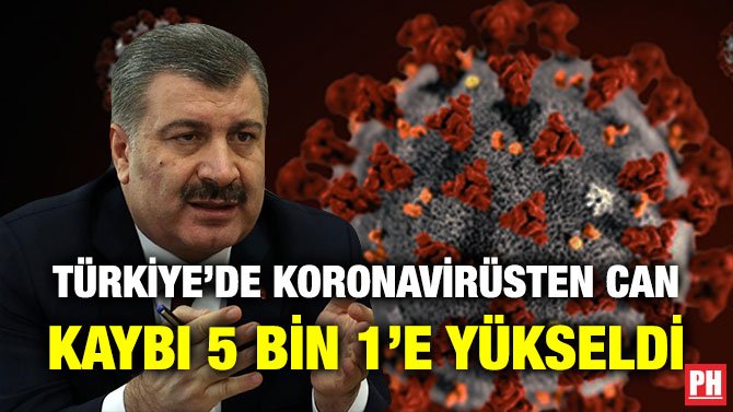 TÜRKİYE’DE KORONAVİRÜSTEN CAN KAYBI 5 BİN 1’E YÜKSELDİ