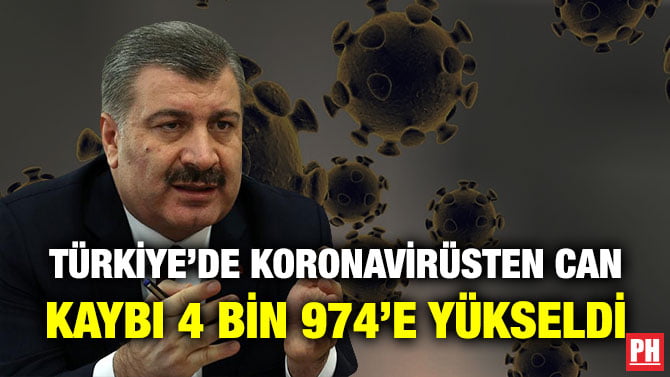 TÜRKİYE’DE KORONAVİRÜSTEN CAN KAYBI 4 BİN 974’E YÜKSELDİ