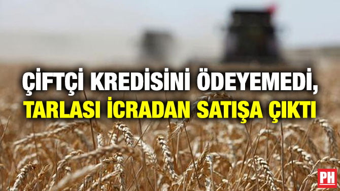 ÇİFTÇİ KREDİSİNİ ÖDEYEMEDİ, TARLASI İCRADAN SATIŞA ÇIKTI