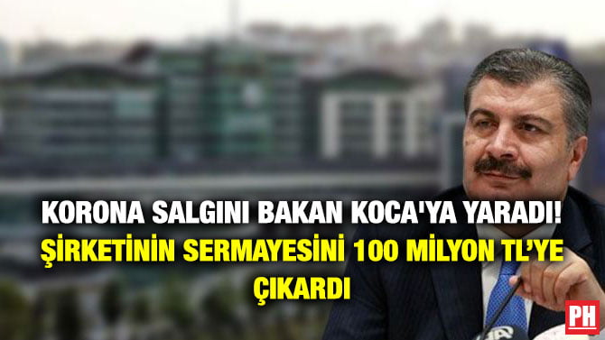 KORONA SALGINI BAKAN KOCA’YA YARADI! ŞİRKETİNİN SERMAYESİNİ 100 MİLYON TL’YE ÇIKARDI
