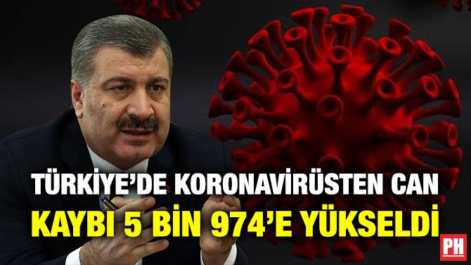 TÜRKİYE’DE KORONAVİRÜSTEN CAN KAYBI 5 BİN 974’E YÜKSELDİ