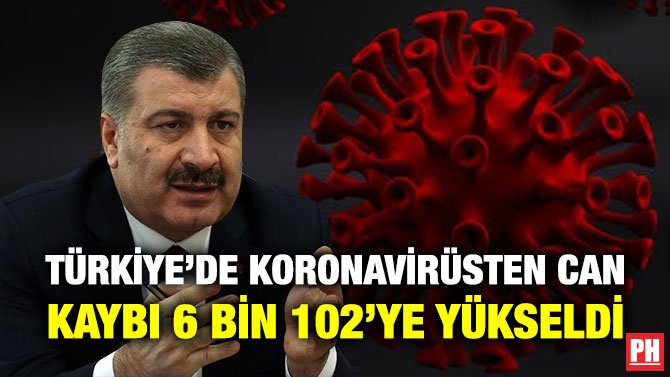 TÜRKİYE’DE KORONAVİRÜSTEN CAN KAYBI 6 BİN 102’YE YÜKSELDİ