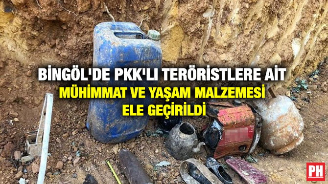 BİNGÖL’DE PKK’LI TERÖRİSTLERE AİT MÜHİMMAT VE YAŞAM MALZEMESİ ELE GEÇİRİLDİ