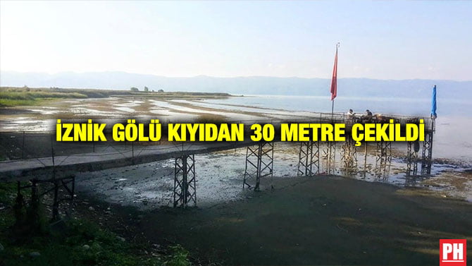 İZNİK GÖLÜ KIYIDAN 30 METRE ÇEKİLDİ