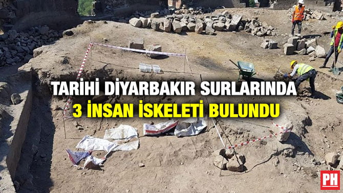 TARİHİ DİYARBAKIR SURLARINDA 3 İNSAN İSKELETİ BULUNDU