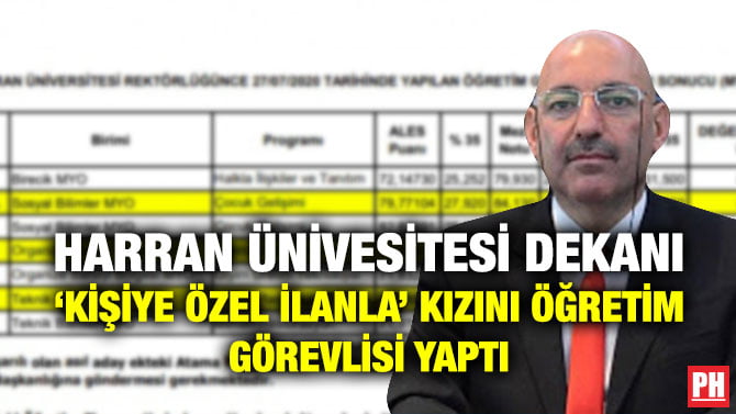 HARRAN ÜNİVESİTESİ DEKANI ‘KİŞİYE ÖZEL İLANLA’ KIZINI ÖĞRETİM GÖREVLİSİ YAPTI