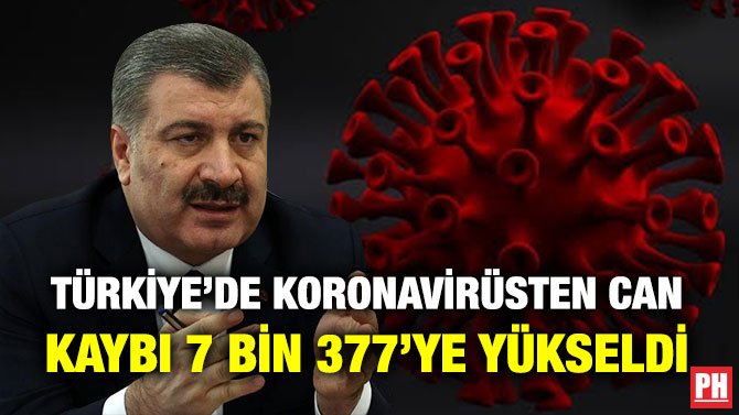 TÜRKİYE’DE KORONAVİRÜSTEN CAN KAYBI 7 BİN 377’YE YÜKSELDİ