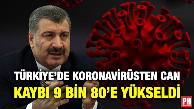 TÜRKİYE’DE KORONAVİRÜSTEN CAN KAYBI 9 BİN 80’E YÜKSELDİ