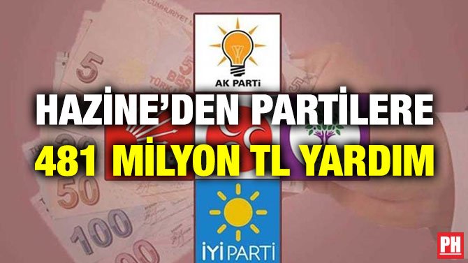 HAZİNE’DEN PARTİLERE 481 MİLYON TL YARDIM