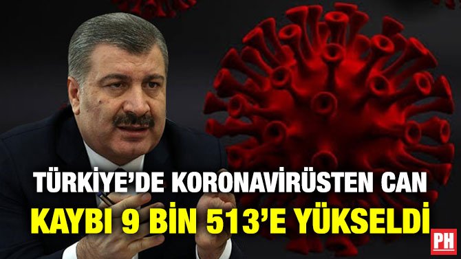 TÜRKİYE’DE KORONAVİRÜSTEN CAN KAYBI 9 BİN 513’E YÜKSELDİ