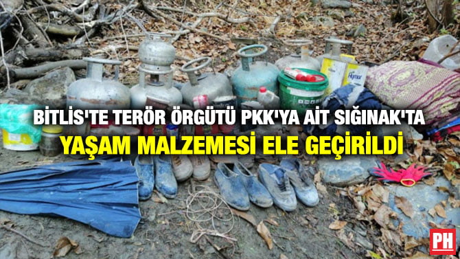 BİTLİS’TE TERÖR ÖRGÜTÜ PKK’YA AİT SIĞINAK’TA YAŞAM MALZEMESİ ELE GEÇİRİLDİ
