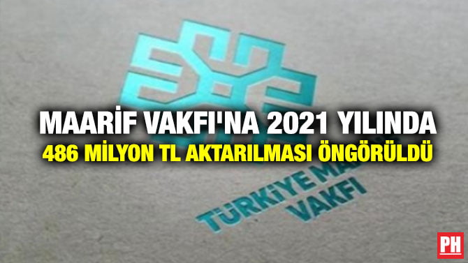 MAARİF VAKFI’NA 2021 YILINDA 486 MİLYON TL AKTARILMASI ÖNGÖRÜLDÜ