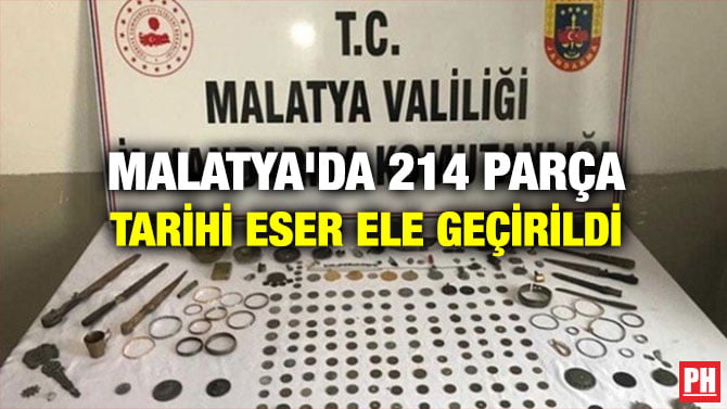 MALATYA’DA 214 PARÇA TARİHİ ESER ELE GEÇİRİLDİ