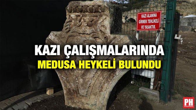 KAZI ÇALIŞMALARINDA MEDUSA HEYKELİ BULUNDU