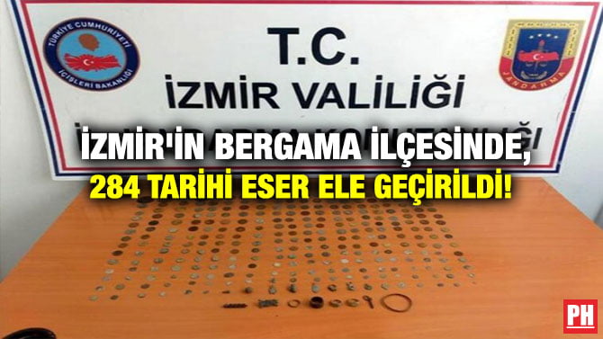 İZMİR’İN BERGAMA İLÇESİNDE, 284 TARİHİ ESER ELE GEÇİRİLDİ!