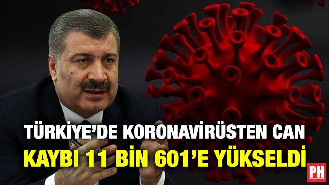 TÜRKİYE’DE KORONAVİRÜSTEN CAN KAYBI 11 BİN 601’E YÜKSELDİ