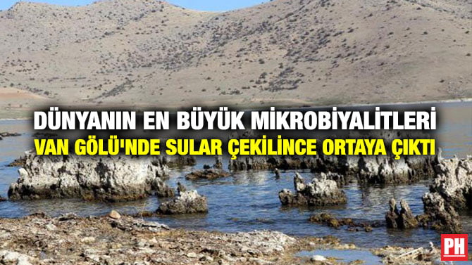 DÜNYANIN EN BÜYÜK MİKROBİYALİTLERİ VAN GÖLÜ’NDE SULAR ÇEKİLİNCE ORTAYA ÇIKTI